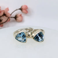 Thumbnail for Blue Topaz Sz 8 - Sz 9 Faceted S.S. Ring #LV6504