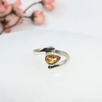 Thumbnail for Gold Topaz Sz 7 Faceted S.S. Ring #LV6506