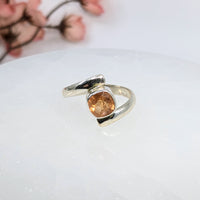 Thumbnail for Gold Topaz Sz 8.5 Faceted S.S. Ring #LV6508