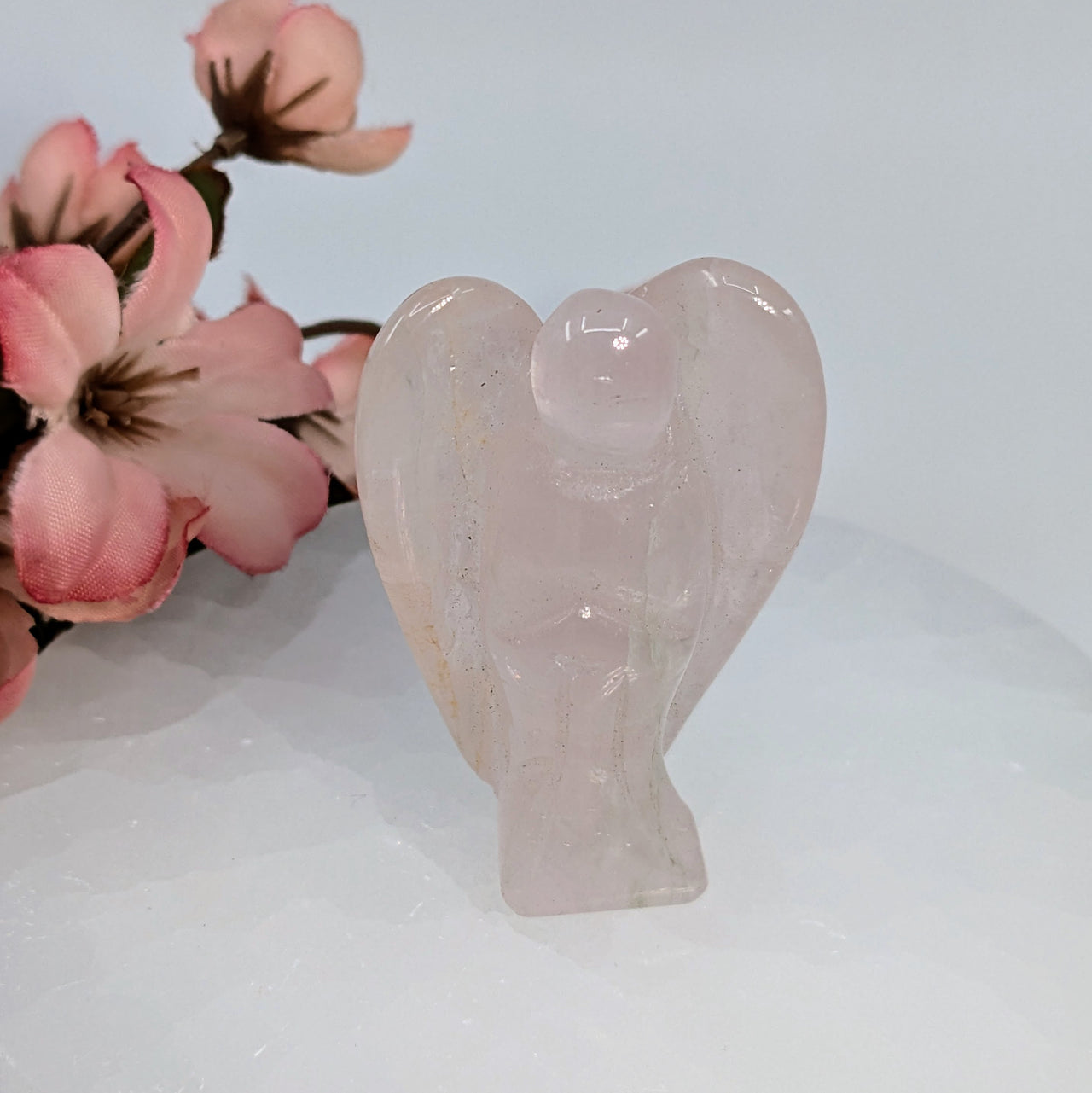 Rose Quartz 2" Angel Carving #LV6533