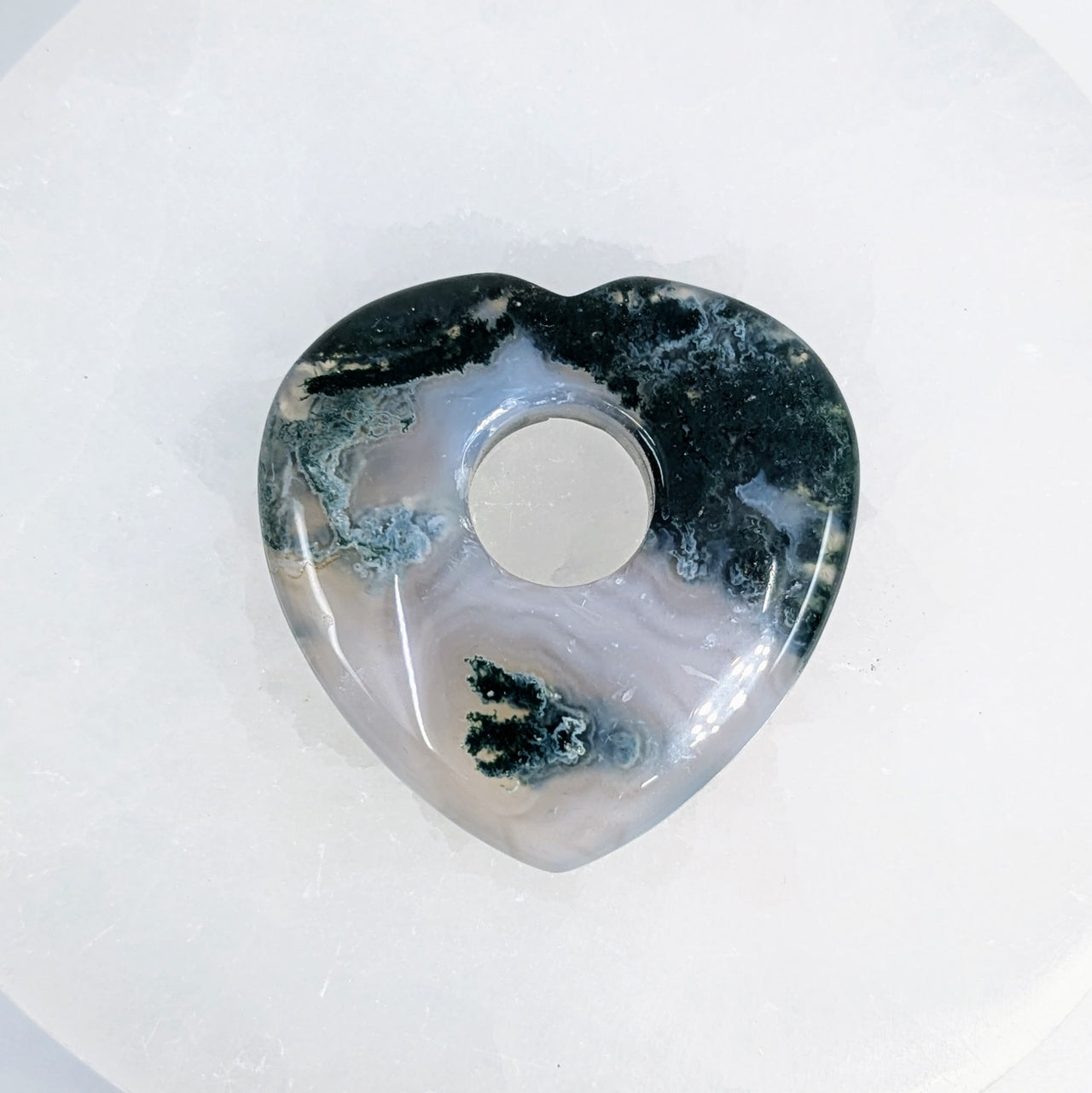 Moss Agate 1.5" Heart Donut Pendant #LV6539