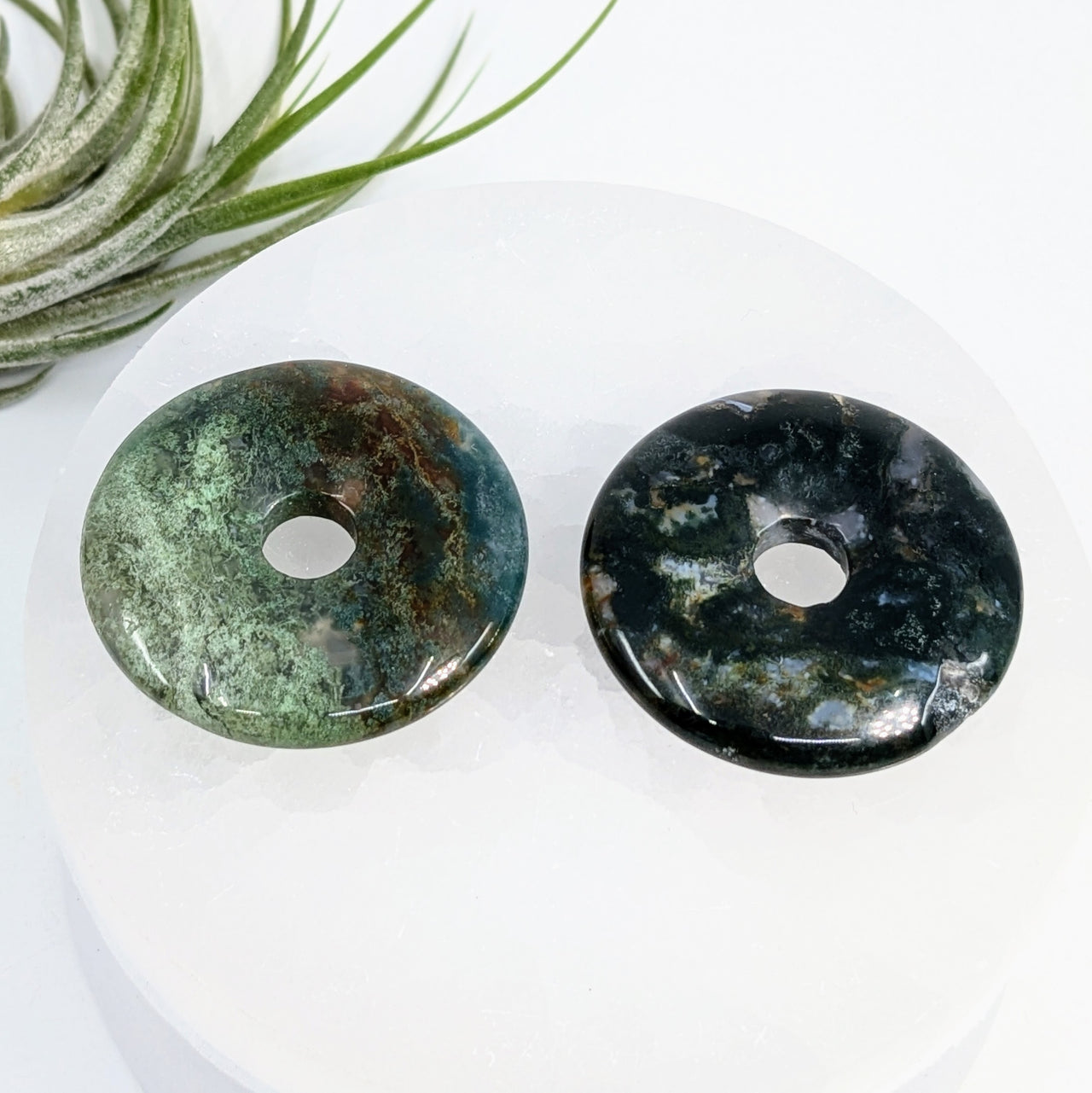 Moss Agate 1.5" Donut Pendant #LV6544