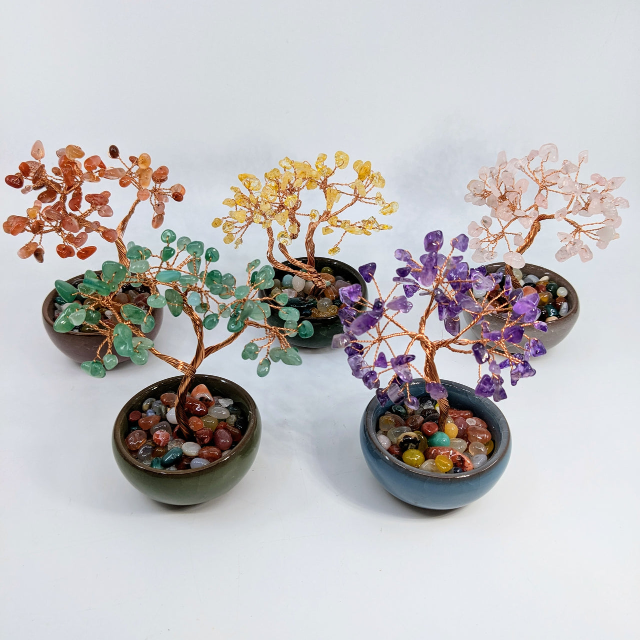 Mini Gem Tree 4" in Pot with Stones #LV6579