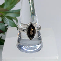 Thumbnail for Smoky Quartz Sz 9.75 - Sz 10.75 Marquis Faceted S.S. Ring #LV6703