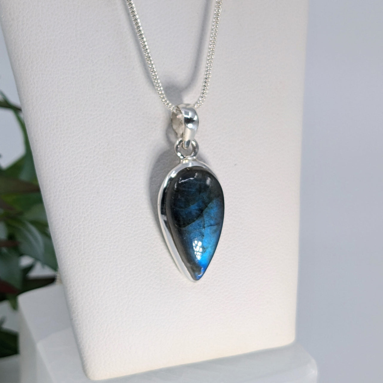 Labradorite 0.9" Teardrop S.S. Pendant #LV6705