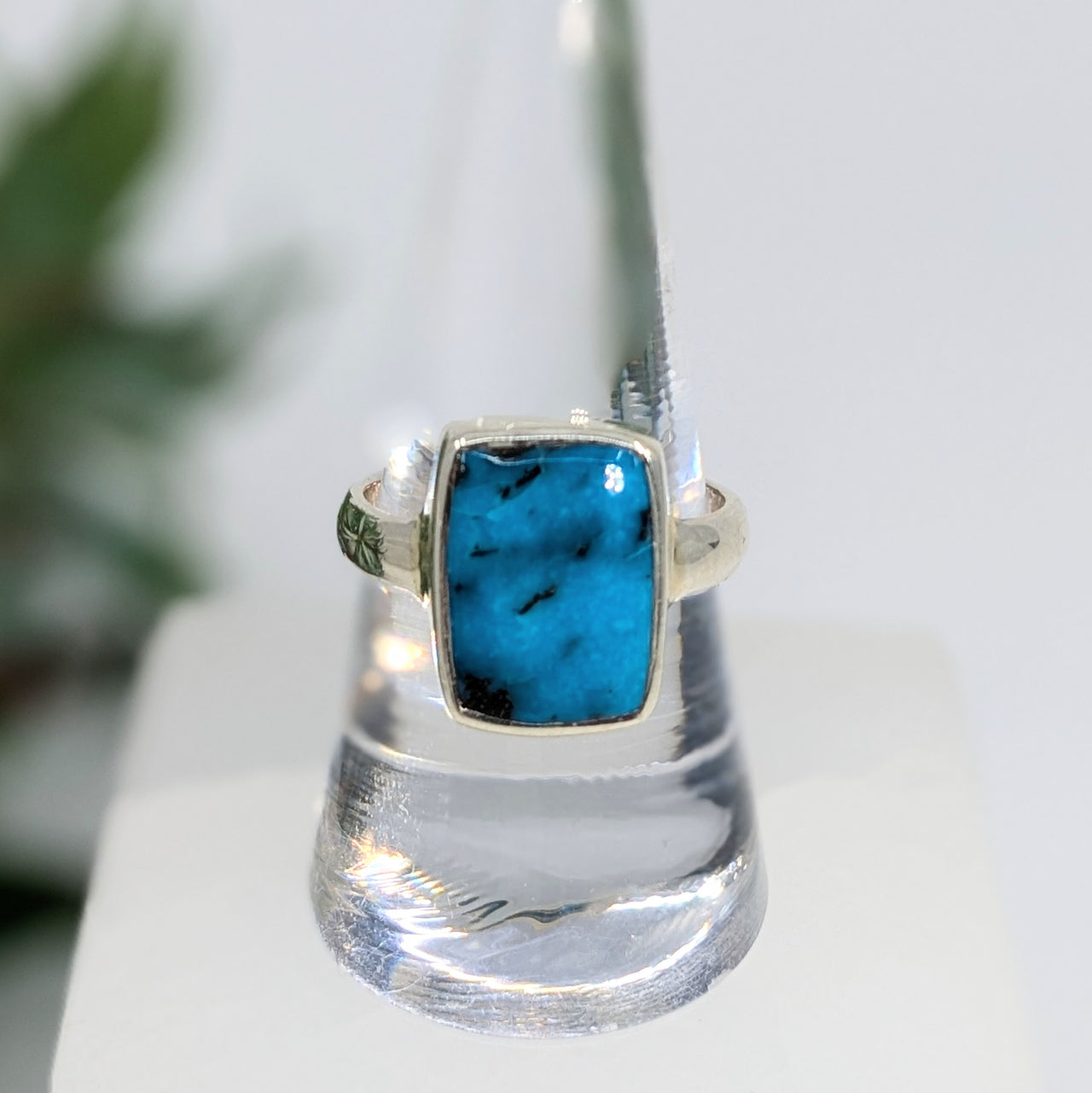 Turquoise Sz 9 S.S. Rectangle Ring #LV6713