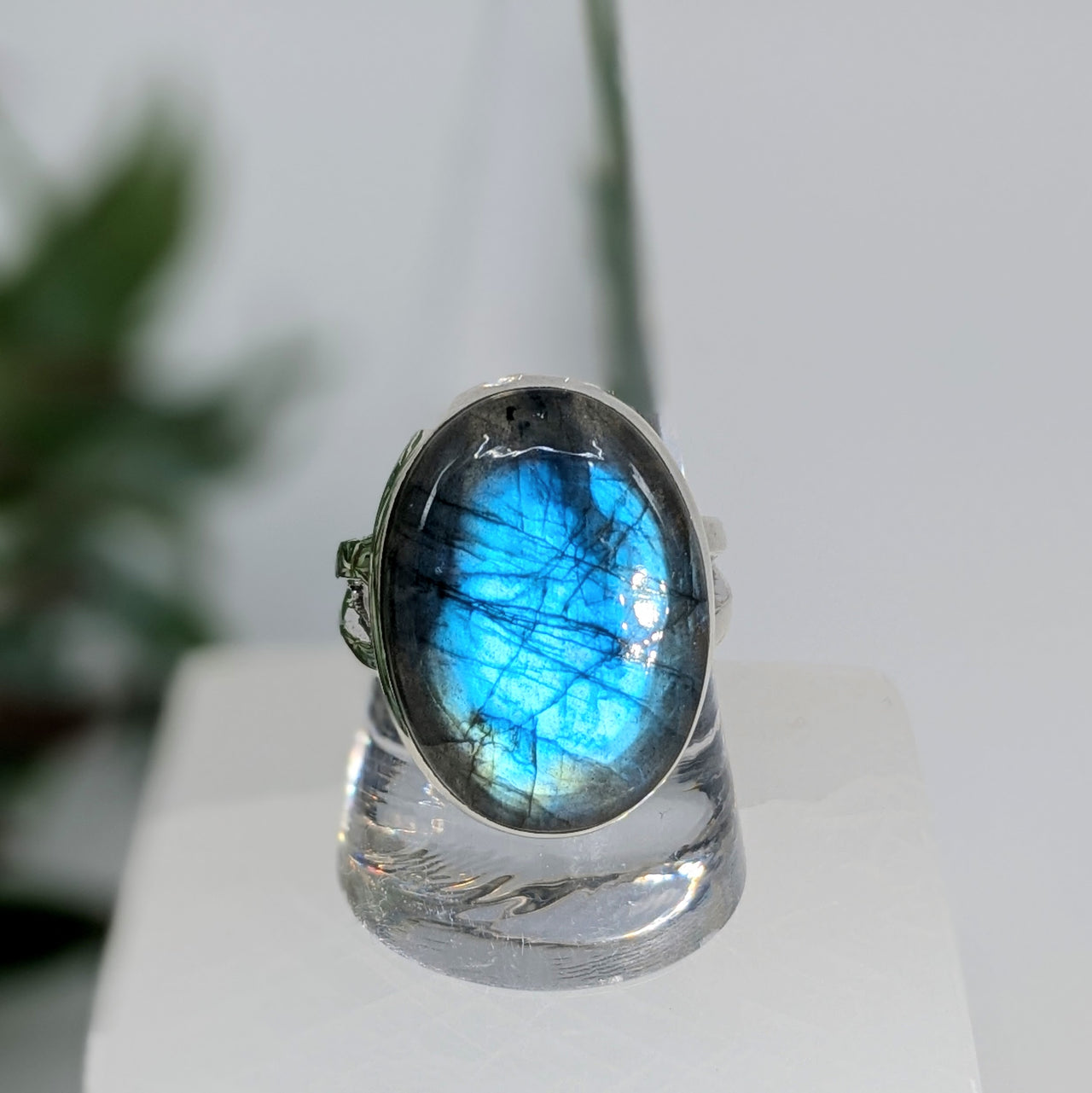 Labradorite  Sz 10  S.S. Oval Ring #LV6714