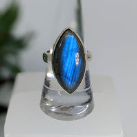 Thumbnail for Labradorite  Sz 8 S.S. Marquis Ring #LV6716