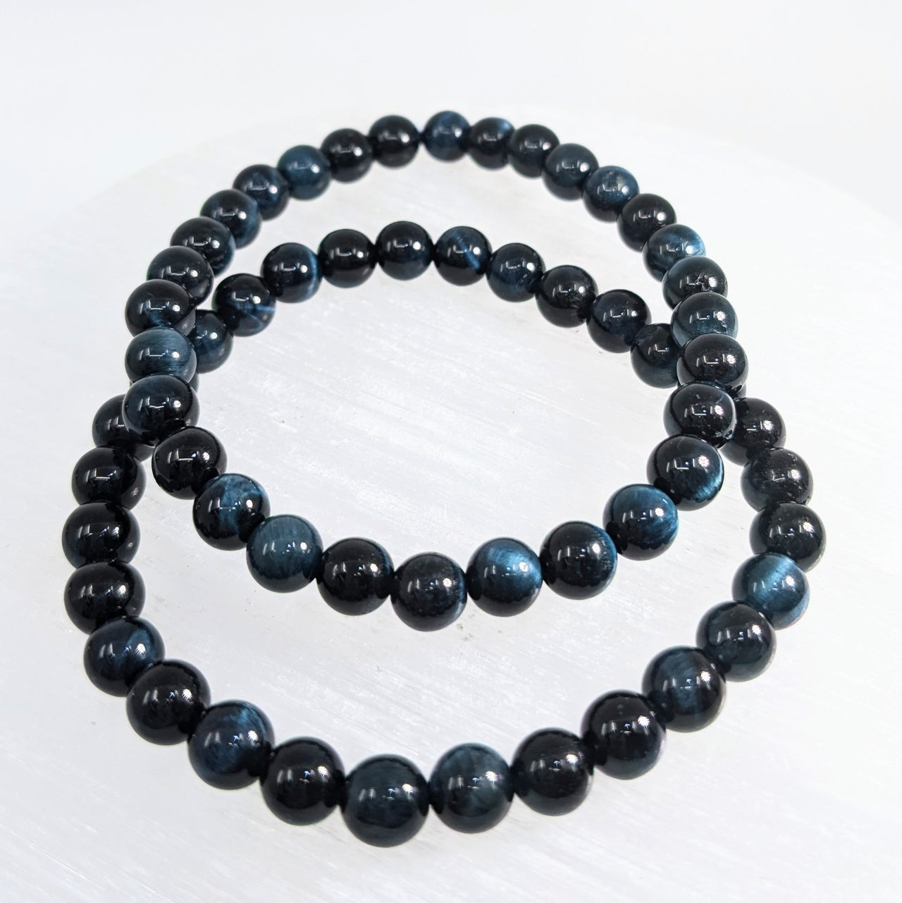 Blue Tiger's Eye 6.5mm Beaded Bracelet #LV4174