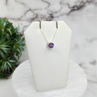 Thumbnail for Amethyst Faceted Necklace Sterling Silver Slider Pendant on 18