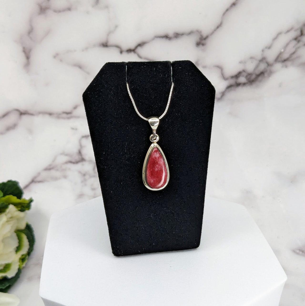 Pink Thulite .80 - 1.3" Polished Sterling Silver Pendant #LV3334