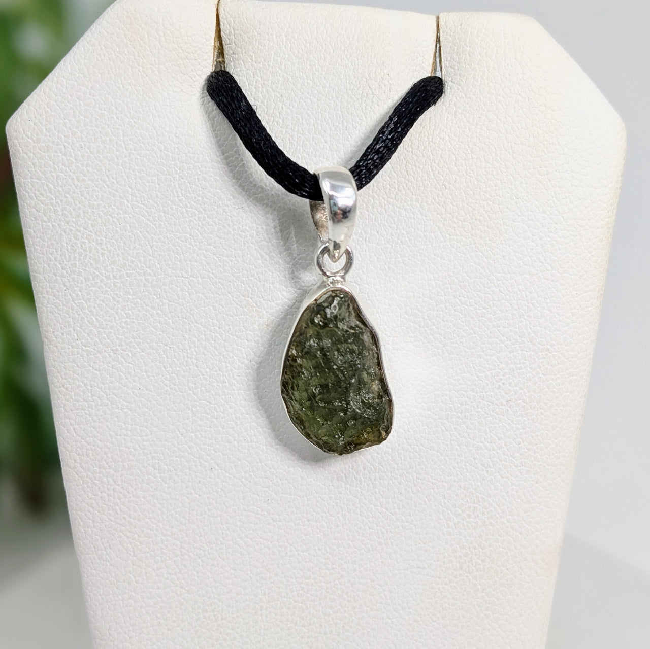 Moldavite Pendant Sterling Silver #LV5918