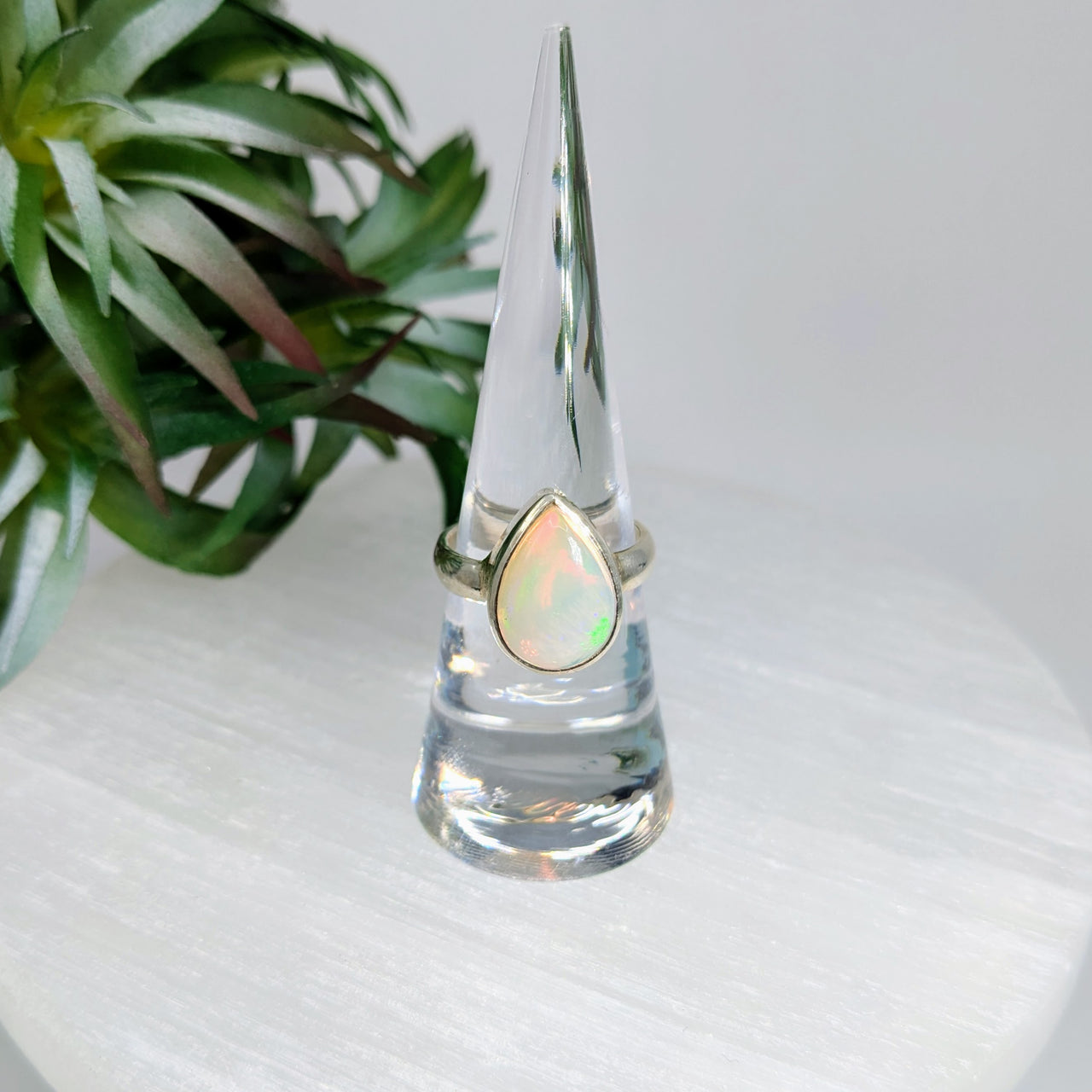 Ethiopian Opal Ring S.S. Teardrop Size 7 #LV5998