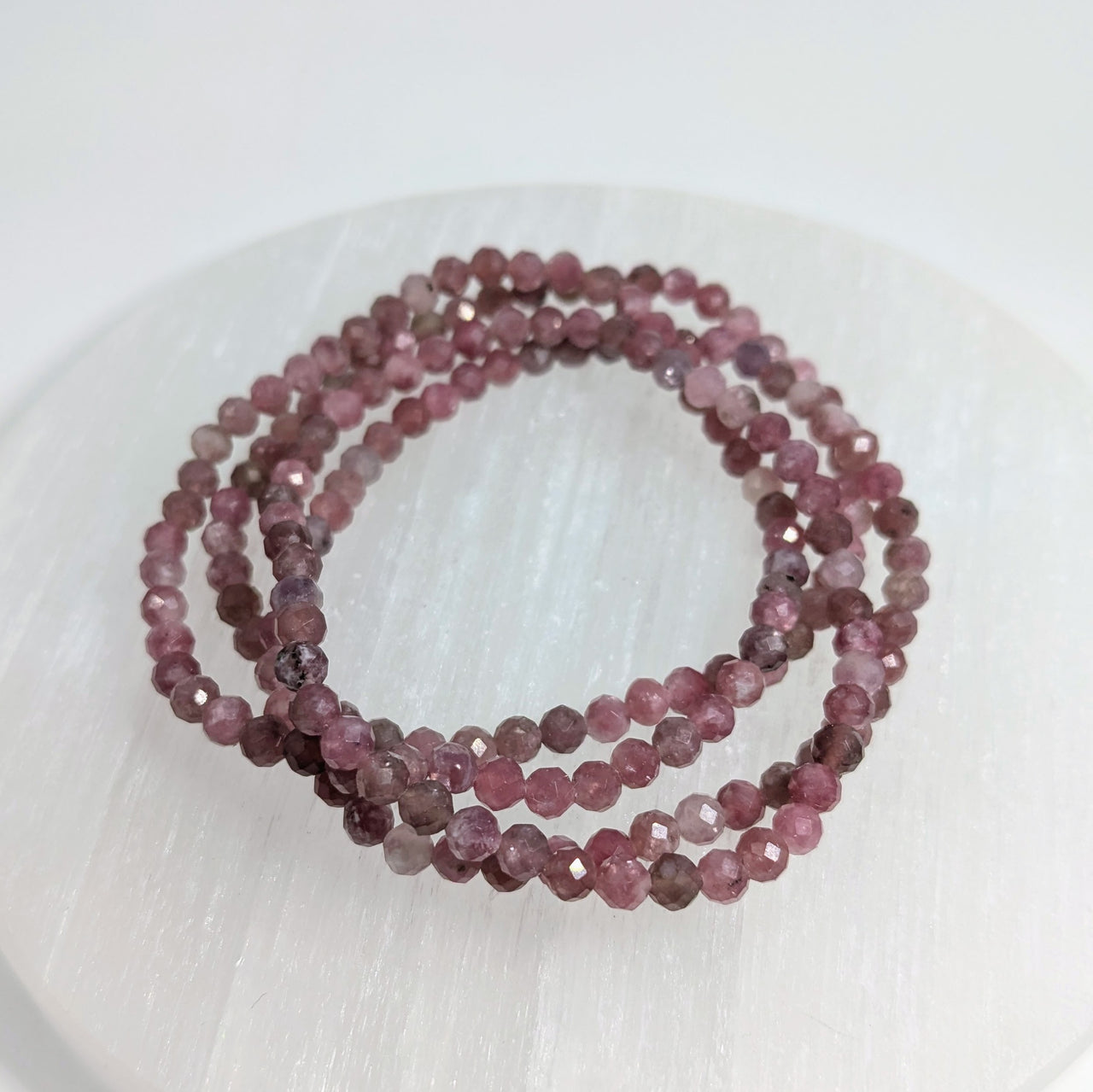 Pink Tourmaline 7" Faceted 4mm Bracelet #LV1842