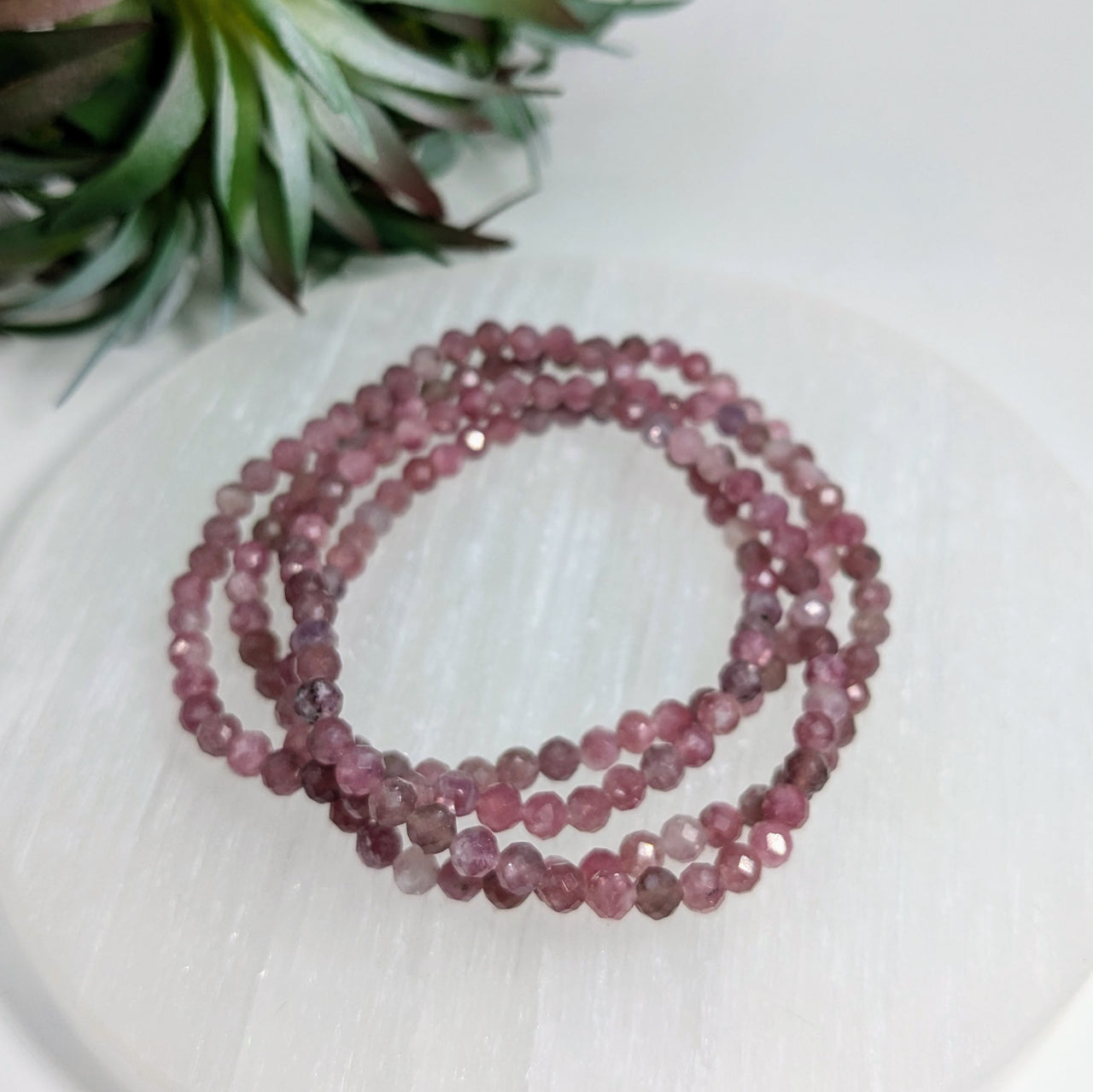 Pink Tourmaline 7" Faceted 4mm Bracelet #LV1842