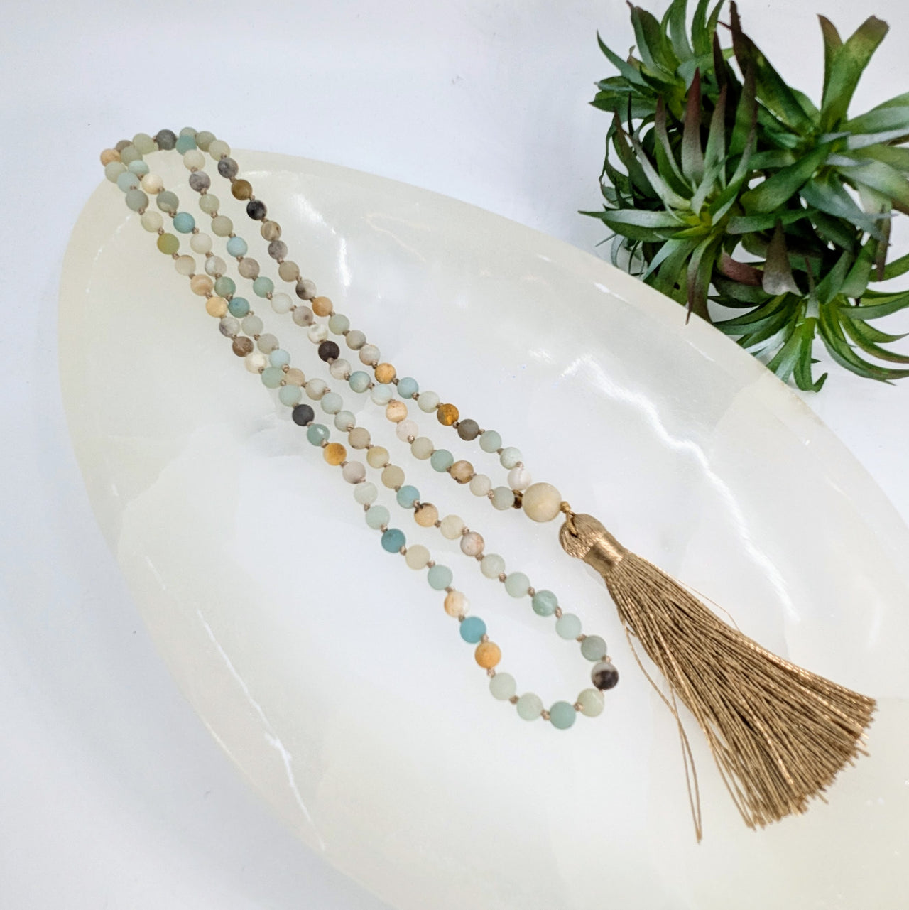 Amazonite Beaded 19" Mala Necklace #LV6198