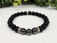 Thumbnail for Hematite and Black Obsidian Bracelet 8mm Beads #LV3991