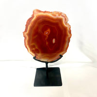 Thumbnail for Flat shape Arafed Agate Slice on black metal stand, product #M191, white background