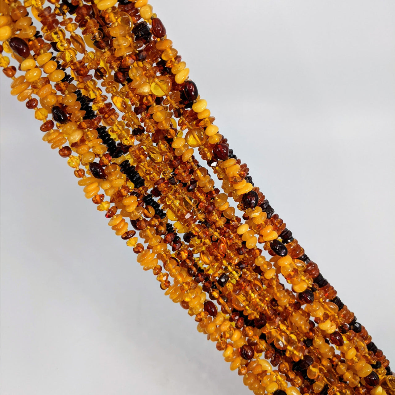 Close-up of colorful beads in Amber Beaded 30’ Long Necklace #LV4677, vibrant long necklace