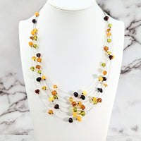 Thumbnail for Amber Multi Color 22’ Floating Wire Necklace #LV3059 with vibrant multi bead design