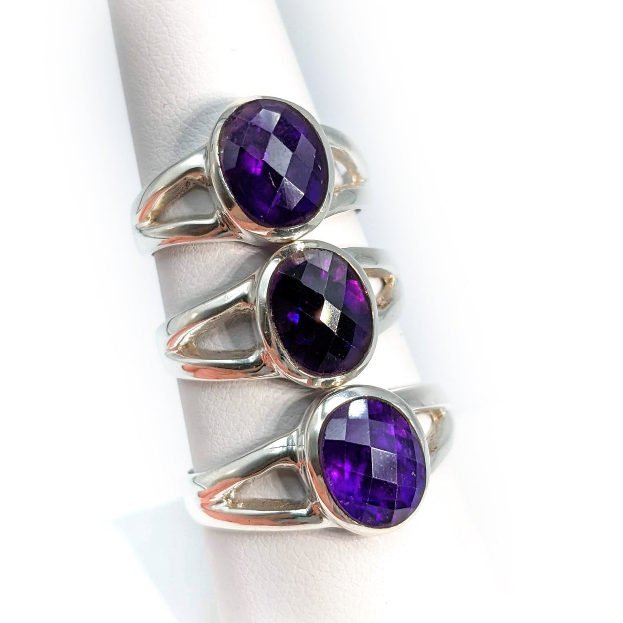 Amethyst Dk. Facet Oval Ring Choose Size (3g) #SK5777