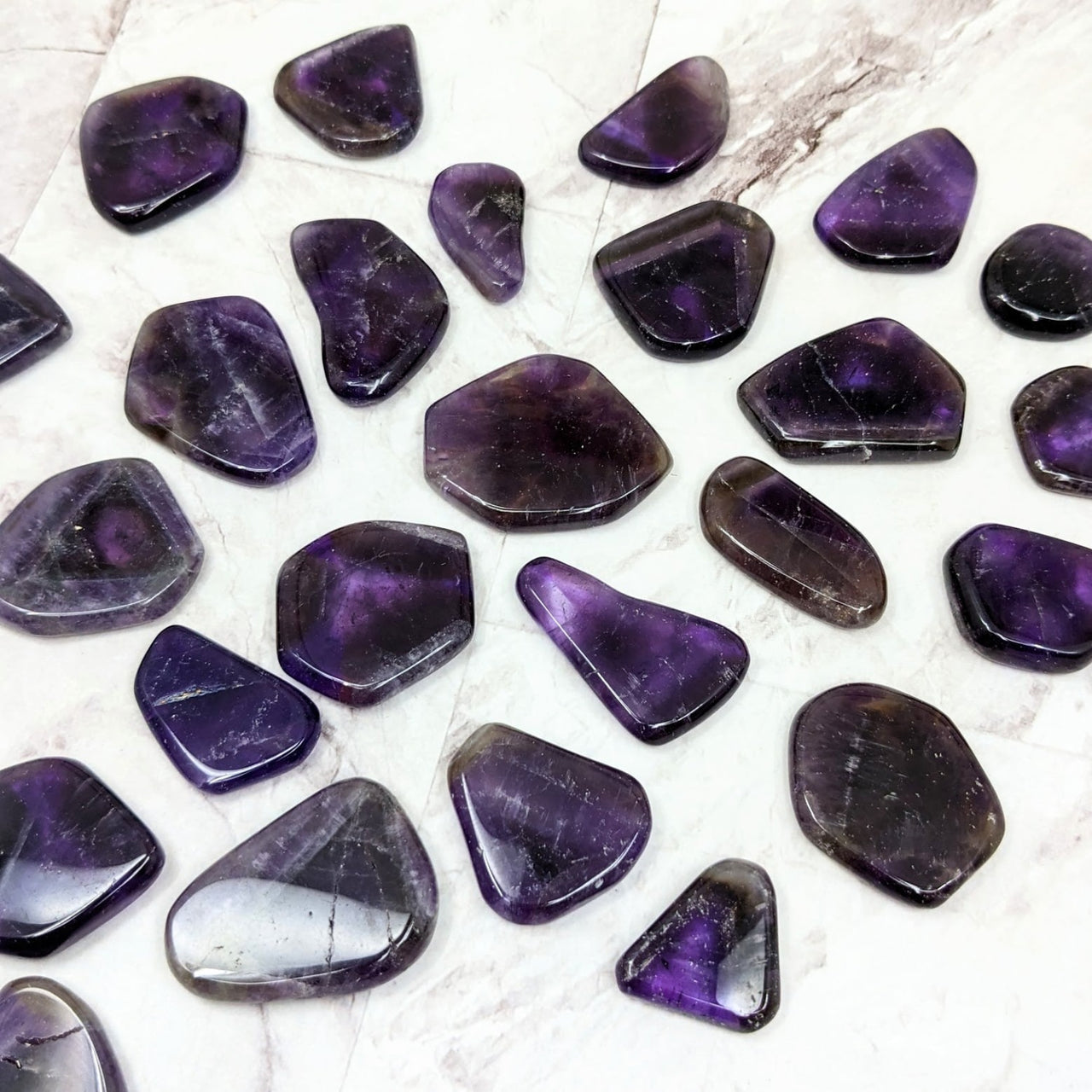 Amethyst Dark Slice Pocket Stone (1-1.5’, #LV2295) - Flat Shape Amethite Tumbled Stones