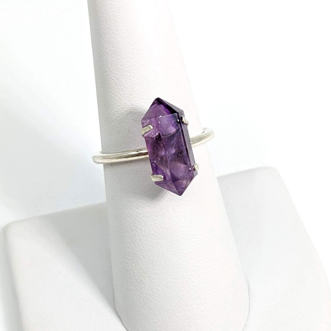 Amethyst Double Terminated Ring.925 Sterling Silver Sizes 