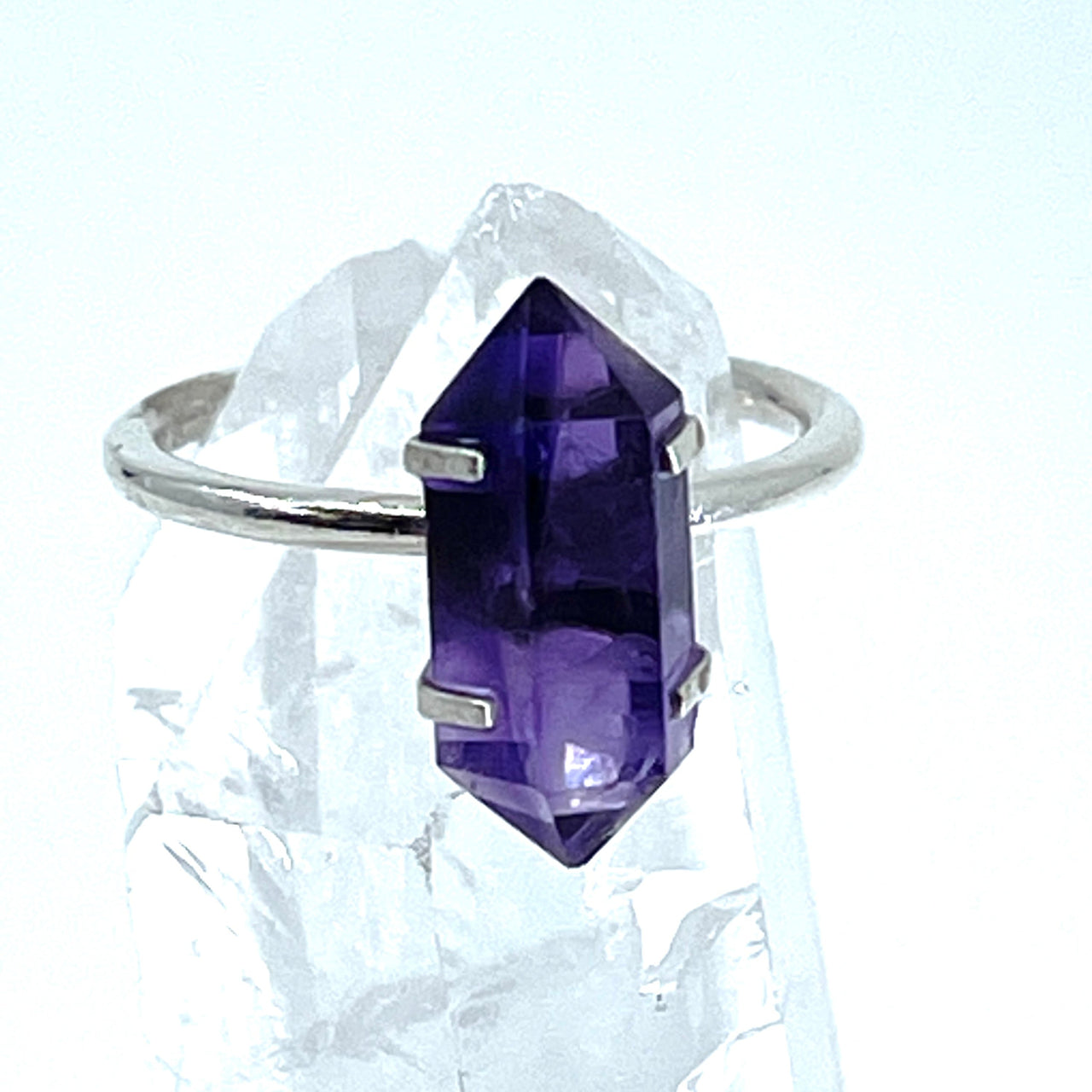 Amethyst Double Terminated Ring.925 Sterling Silver Sizes 