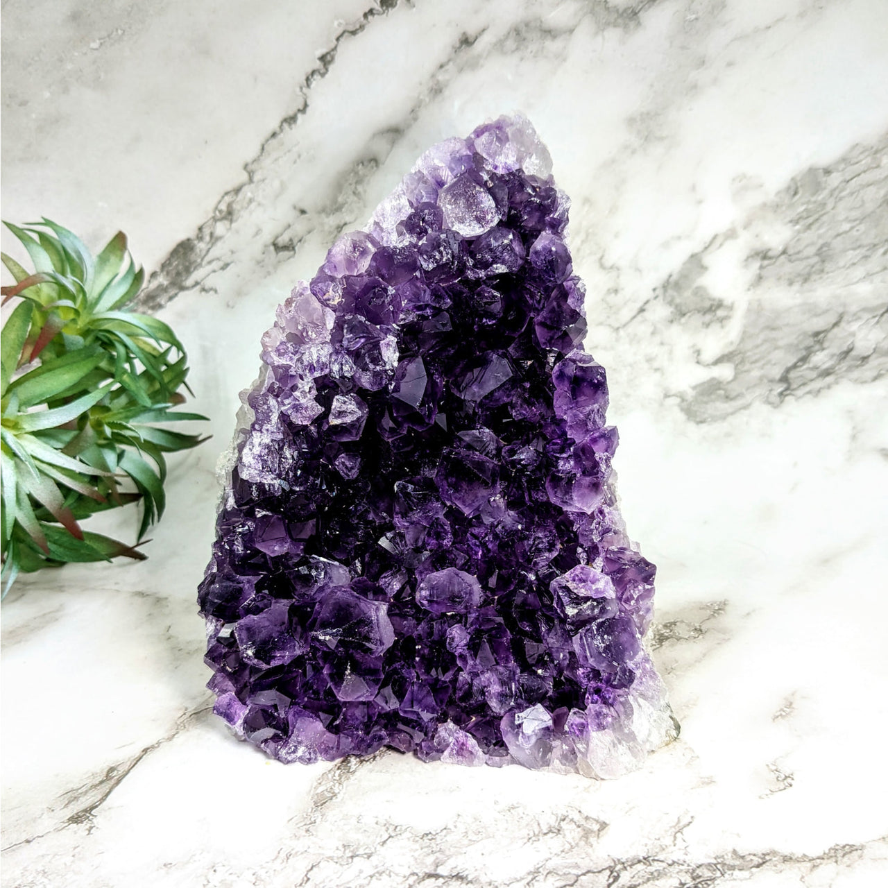 Amethite crystal tree on Amethyst Druzy 5.4’ Geode Cut Base #LV4722 - Purple Crystals