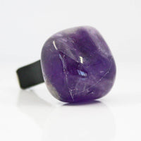 Thumbnail for Elegant Amethyst Gemstone Ring Car Vent Clip #LV5494 with Purple Stone and Black Band