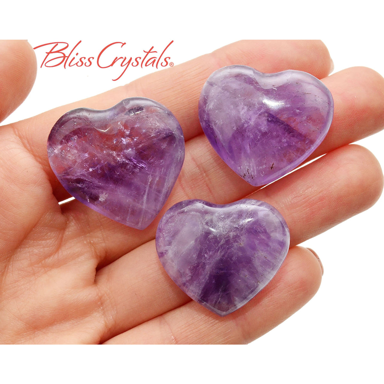 1 AMETHYST Polished Mini Heart Pocket Size Gemstone Healing 