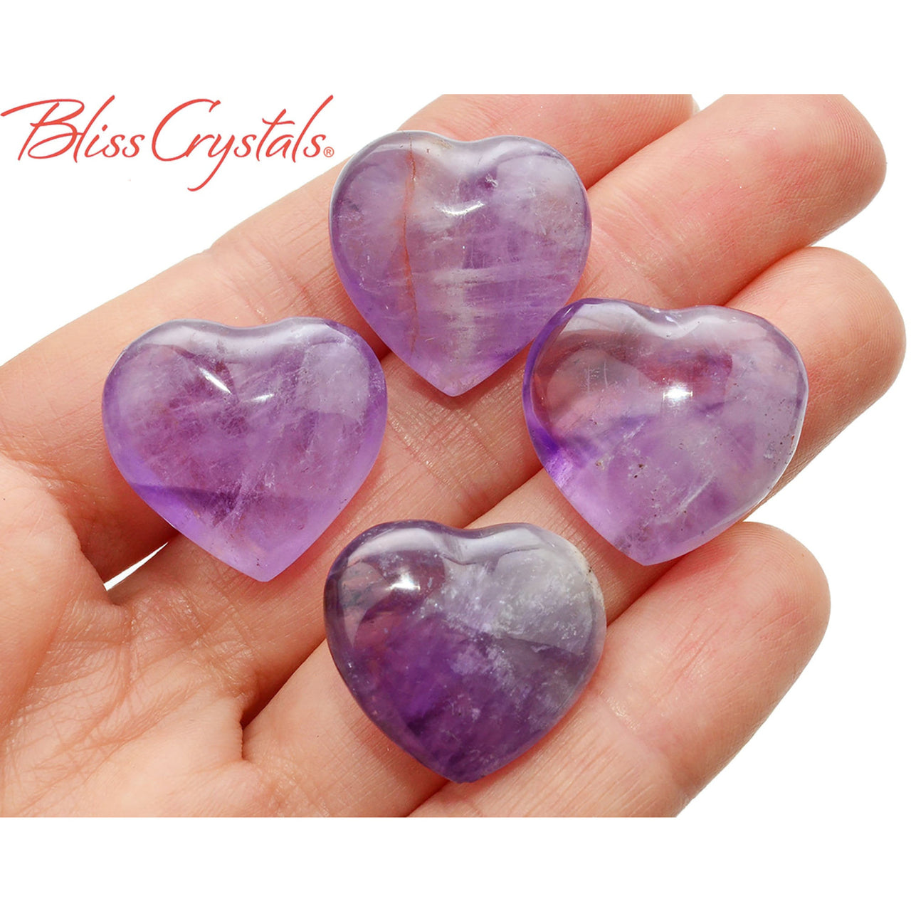 1 AMETHYST Polished Mini Heart Pocket Size Gemstone Healing 