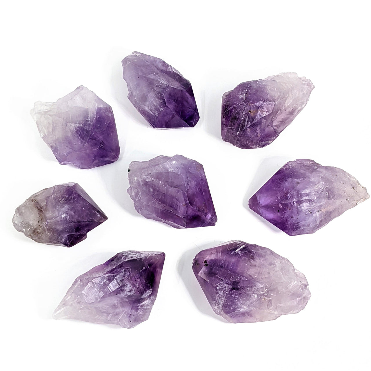 Amethyst Rough Point Crystals on White Background - Select Size #SK9426