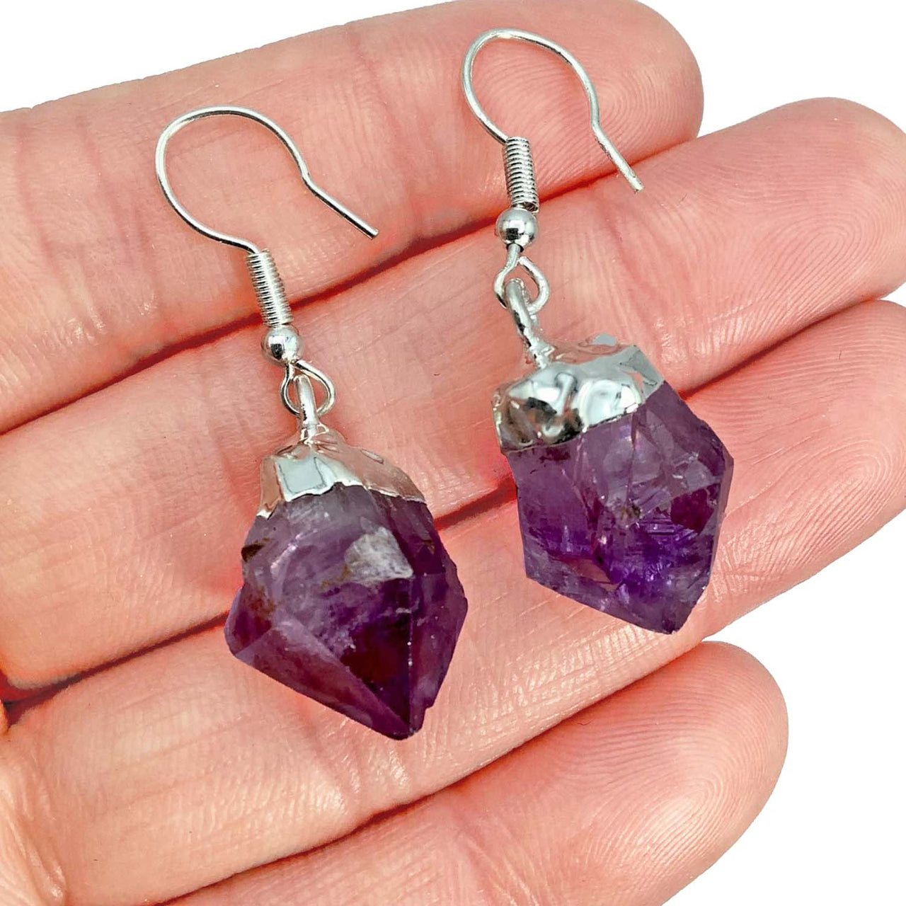 Amethyst Rough Point Earrings #SK3996