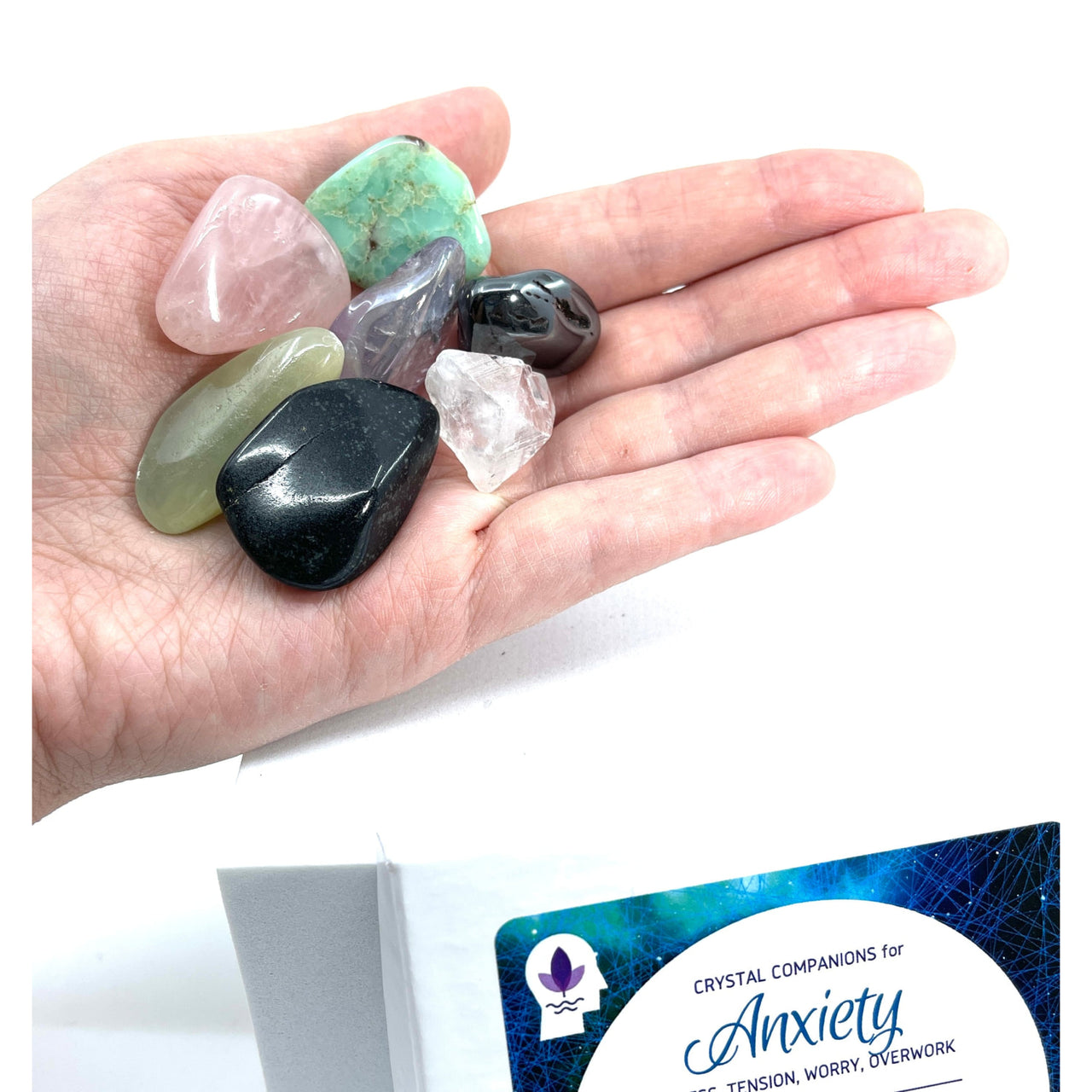 Anxiety Self Help Natural Healing Crystal Companion Set w 