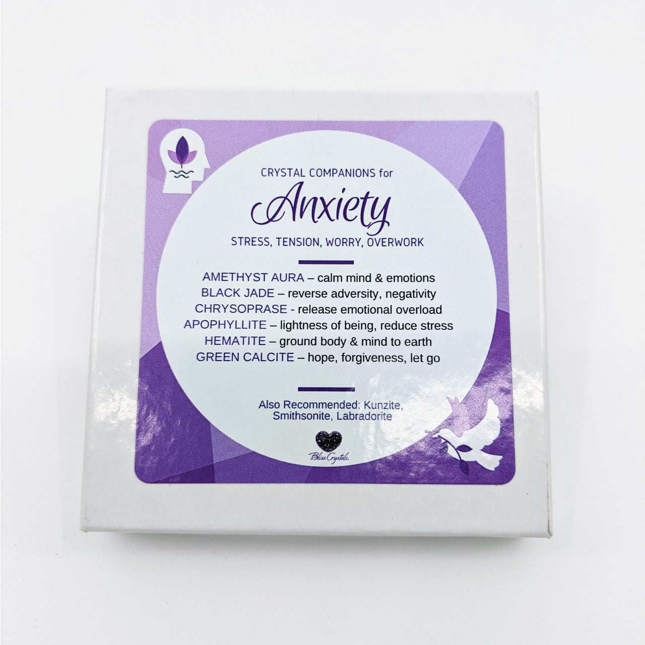 Gift box packaging for purple soap in the Anxiety Self Help Crystal Companion Set #SK6963