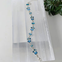 Thumbnail for Apatite Blue Bracelet: Sterling Silver Chain with Blue Beads - Designer Bracelet #LV3268