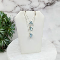 Thumbnail for Blue topaz necklace: Aquamarine Faceted Sterling Silver Slider Pendant on 18’ Chain #LV3253