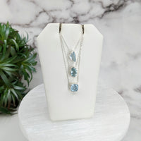 Thumbnail for Aqua Quartz Necklace - Aquamarine Faceted Sterling Silver Pendant on 18’ Chain (#LV3253)