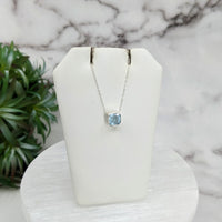 Thumbnail for Aqua quartz necklace in sterling silver slider pendant on 18’ chain, Aquamarine #LV3253