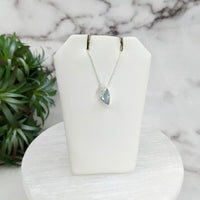 Thumbnail for Aquamarine Faceted Necklace: Sterling Silver Slider Pendant on 18’ Chain #LV3253