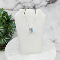 Thumbnail for Aquamarine Faceted Necklace Sterling Silver Slider with Blue Topaz Stone on 18’ Chain