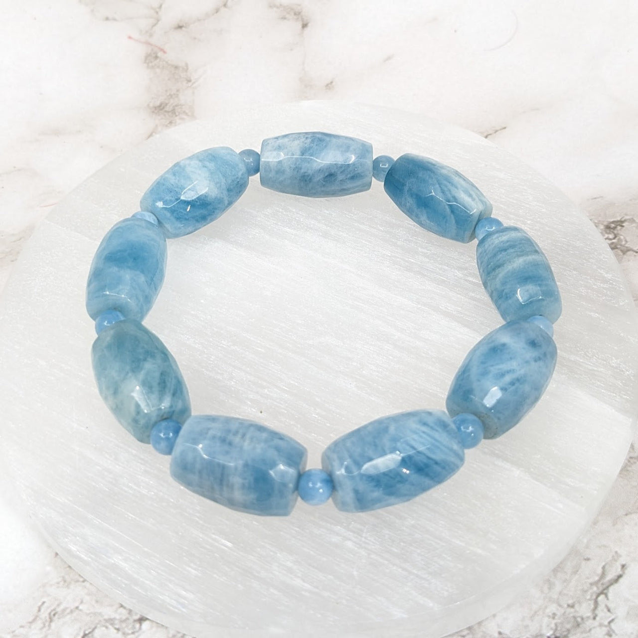 Stunning blue quartz bracelet from Aquamarine Gem Bracelet #J638 collection