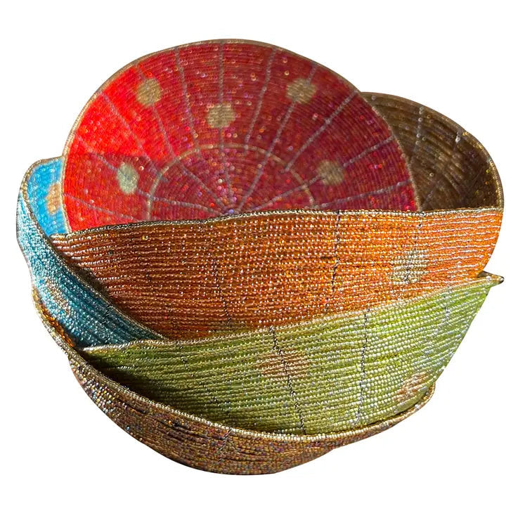 Colorful patterned basket from Assorted Beaded Bowls 8’ Sky Blue #LV3773