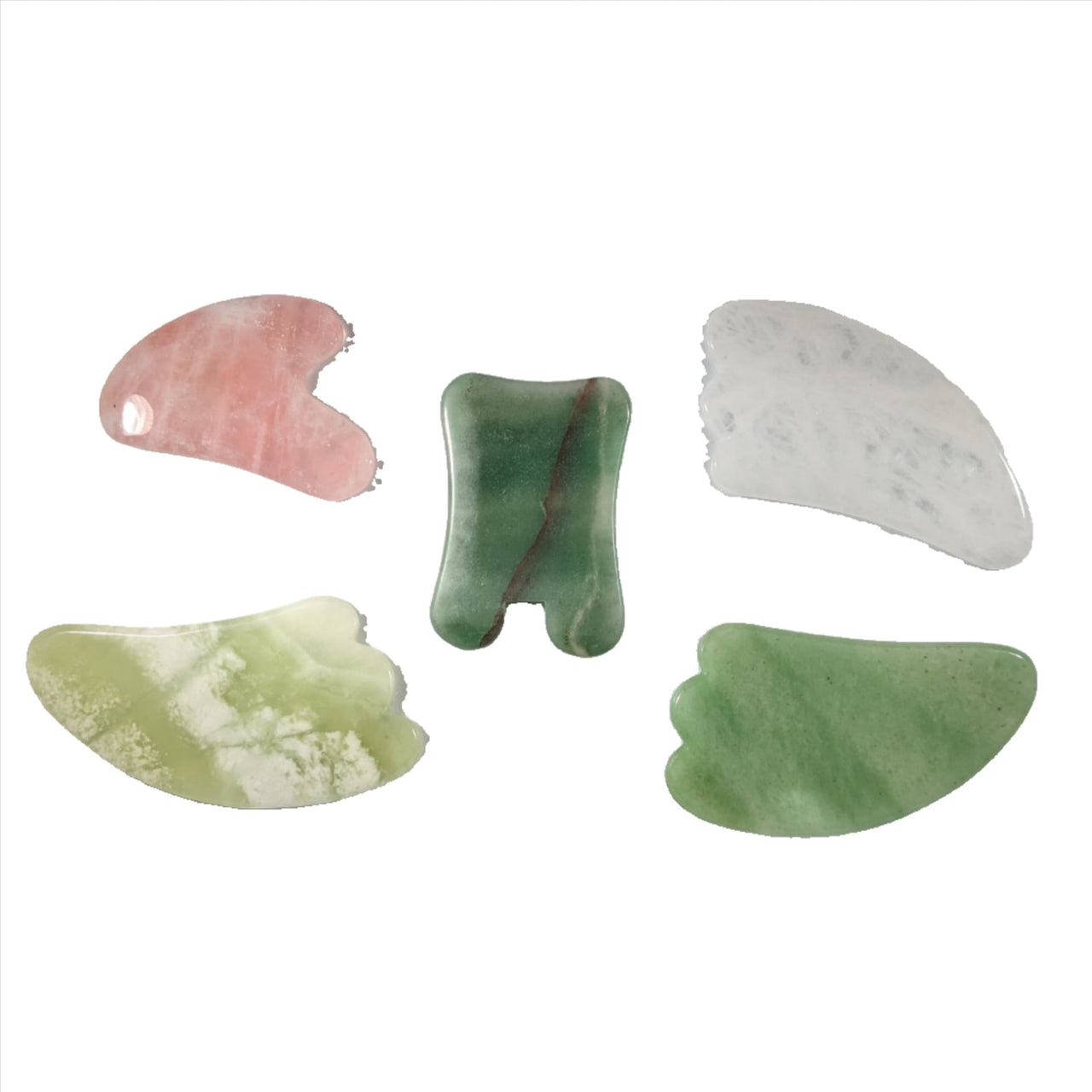 Assorted Crystal Gua Sha Massage Tool #K166 featuring four vibrant colored glass pieces