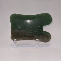 Thumbnail for Green jade stone Gua Sha massage tool with clear base - Assorted Crystal #K166