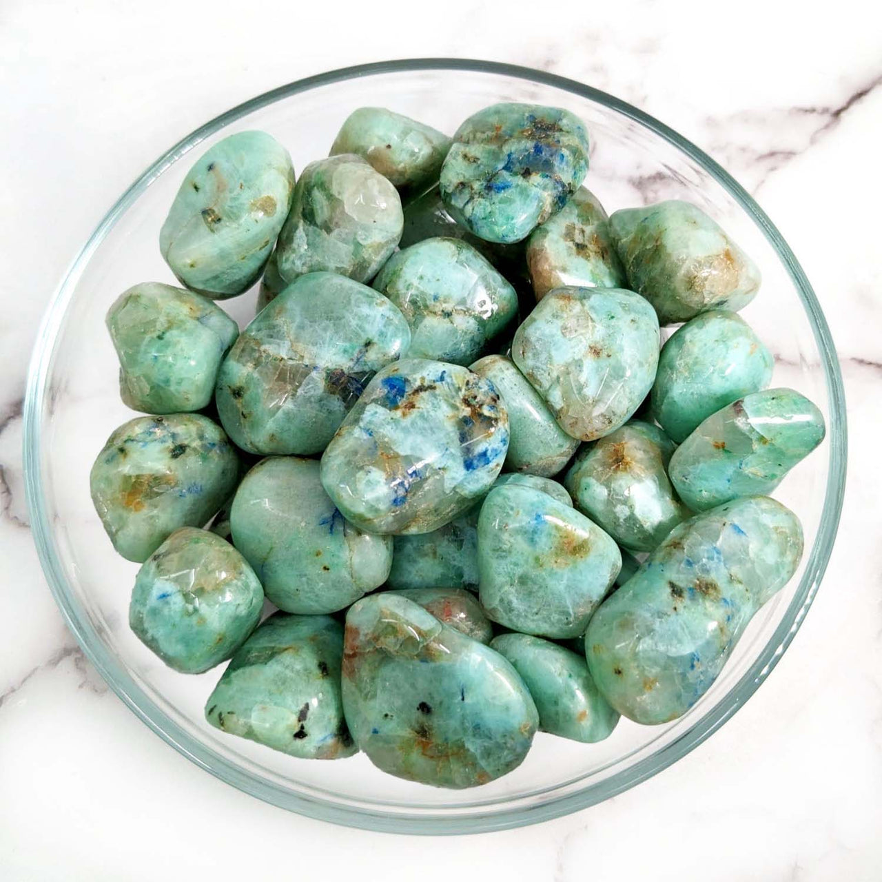 Azurite in Green Moonstone 1-1.6" Tumbled Stone #LV1630