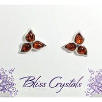 Thumbnail for Butterfly design Baltic Amber .58’ S.S. Triple Leaf Stud Earrings #LV1701