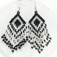 Thumbnail for Black Beaded Triangle Chandelier Earrings 3.5’ #LV2653 - Stunning Jewelryアクセサリー