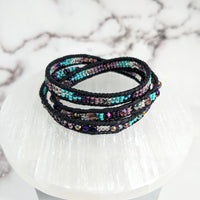 Thumbnail for Stylish black wrap bracelet from Beaded Triple Wrap, Woven 7’ Bracelet #LV2656 collection